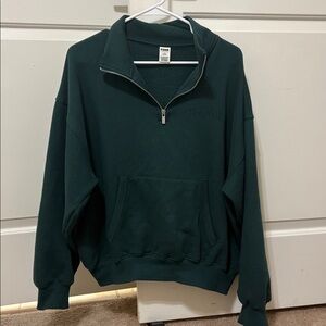 PINK Victoria's Secret Forest Green Zip-Up Sweater